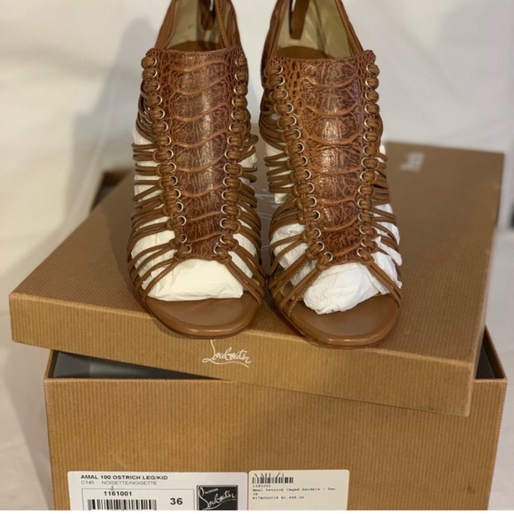 COPY - Christian Louboutin Amal 100 Ostrich Caged Sandal Heels 
NEW
Size 36 / (… - Picture 4 of 4